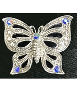 Vintage Butterfly Figural Brooch Pin 1 14&quot; x 1 1/2&quot; Maker&#39;s Mark  &quot;Mi&quot; - £13.82 GBP