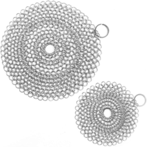 2 Pack Cast Iron Skillet Cleaner Chainmail Chain Maille Scrubber Cast Iron Pans - £10.35 GBP