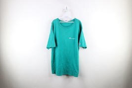 Vtg 90s Champion Mens XL Faded Spell Out Short Sleeve T-Shirt Teal USA Cotton - £35.58 GBP
