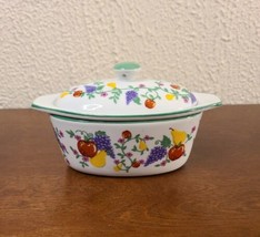 Cook Street Small 3 Pc Porcelain 5.5&quot; Butter Boat Keeper Dish Fruit Pattern - £12.65 GBP