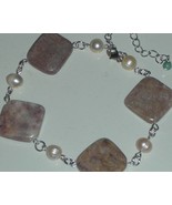 EXQUISITE  JASPER AND FRESH WATER PEARLS BEADS BRACELET - $570.94 MXN
