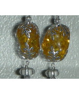 Gorgeous Genuine Baltic Amber and Topaz Drop Earrings - £22.37 GBP