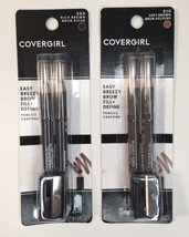Cover Girl Easy Breezy Brow Pencils #505 Rich Brown &amp; 510 Soft Brown Lot New - £7.92 GBP