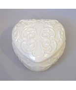 Heart Scroll Trinket Jewelry Treasure Box Candy Jar Gold Trim White Porc... - £15.72 GBP