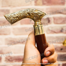 Walking Stick With Brass Handle - Wooden Victorian Foldable Walking Stick. - $26.00+