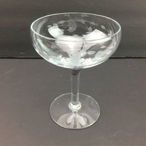 Flower Leaf Etched Glass Clear Cocktail Martini Margarita Stemware Drinkware - £16.02 GBP