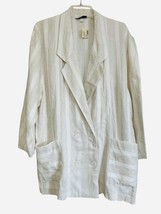 David Benjamin Womens Blazer Jacket Sz L White Striped Double Breasted N... - $19.68