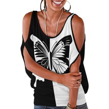 Mondxflaur Butterfly Sleeveless T Shirts for Women Loose Fit Elegant Top... - £18.37 GBP