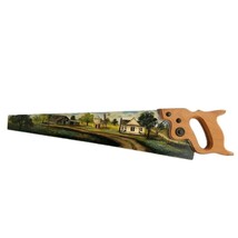 Handpainted Hand Saw Blade Farm Scene Signed by Artist VTG In Display Co... - $87.99