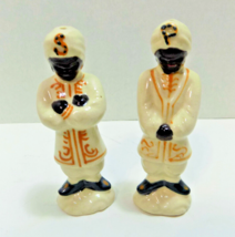 Vintage Ceramic Blackamoor Genie Sultan Salt &amp; Pepper Shakers Japan - £50.19 GBP