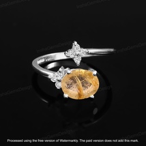Natural Golden Rutile Quartz Ring Engagement Bridesmaid 925 Sterling Silver Ring - £54.25 GBP