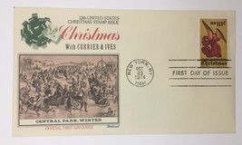 Christmas with Currier &amp; Ives Central Park Winter First Day Cover 1974 F... - £2.24 GBP