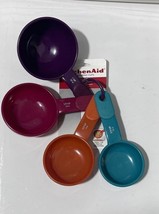 KitchenAid Set of 4 Measuring Cups 1/4, 1/3, 1/2 and 1-cup Multi-Color NWT - £14.35 GBP