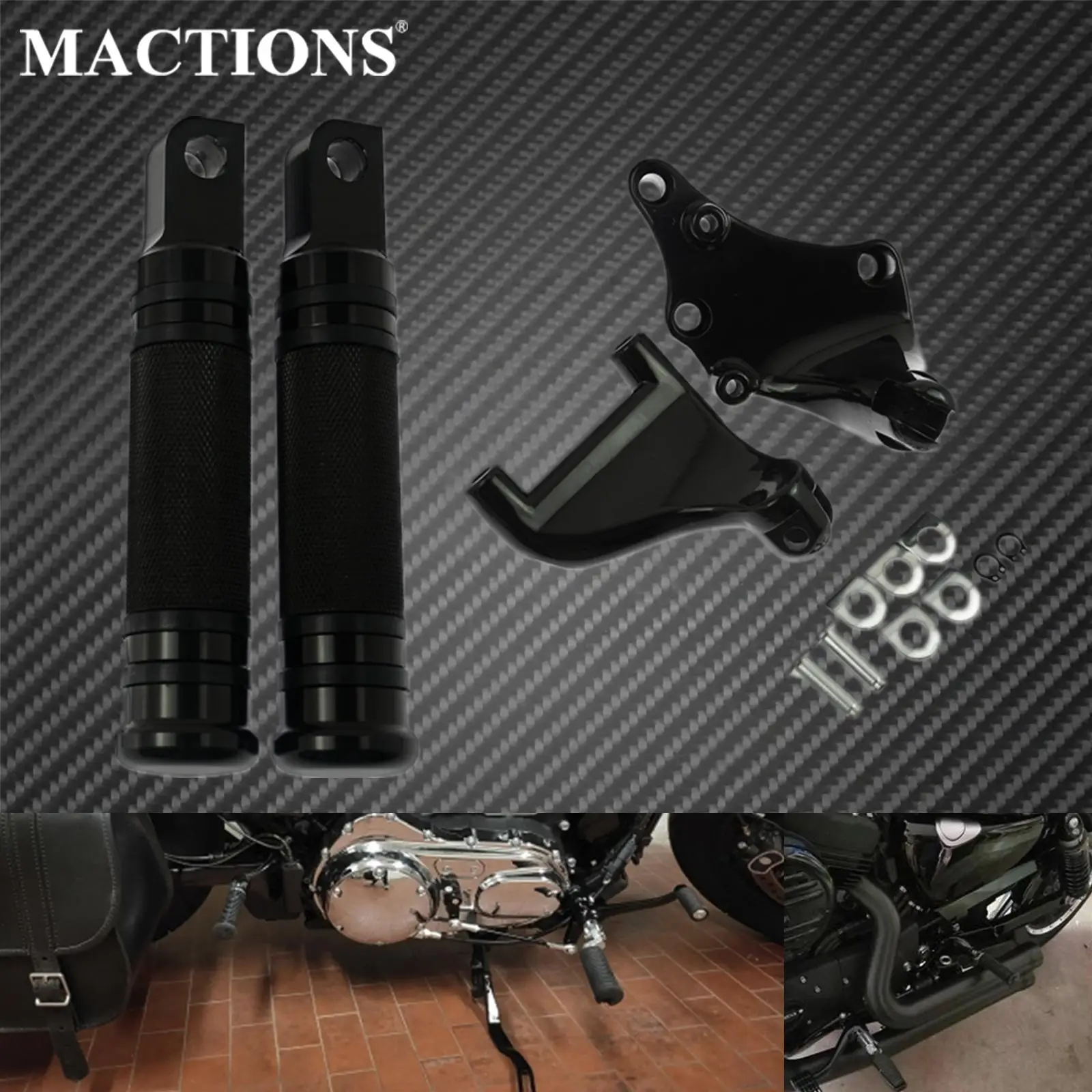 Motorcycle CNC Rear Passenger Foot Pegs Mount Black Pedal Footrests For ... - $28.48+