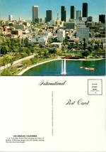 California Los Angeles City of Angels Mac Arthur Park Lake Skyline VTG Postcard - £7.50 GBP