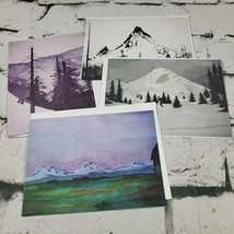 Pacific Northwest Mountains Art Style Greeting Note Cards Blank Inside Lot Of 4 - £15.25 GBP