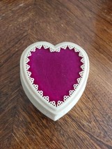 Old CROSBY Heart Shaped Celluloid Watch Bracelet Jewelry Box Red Velvet - £19.22 GBP