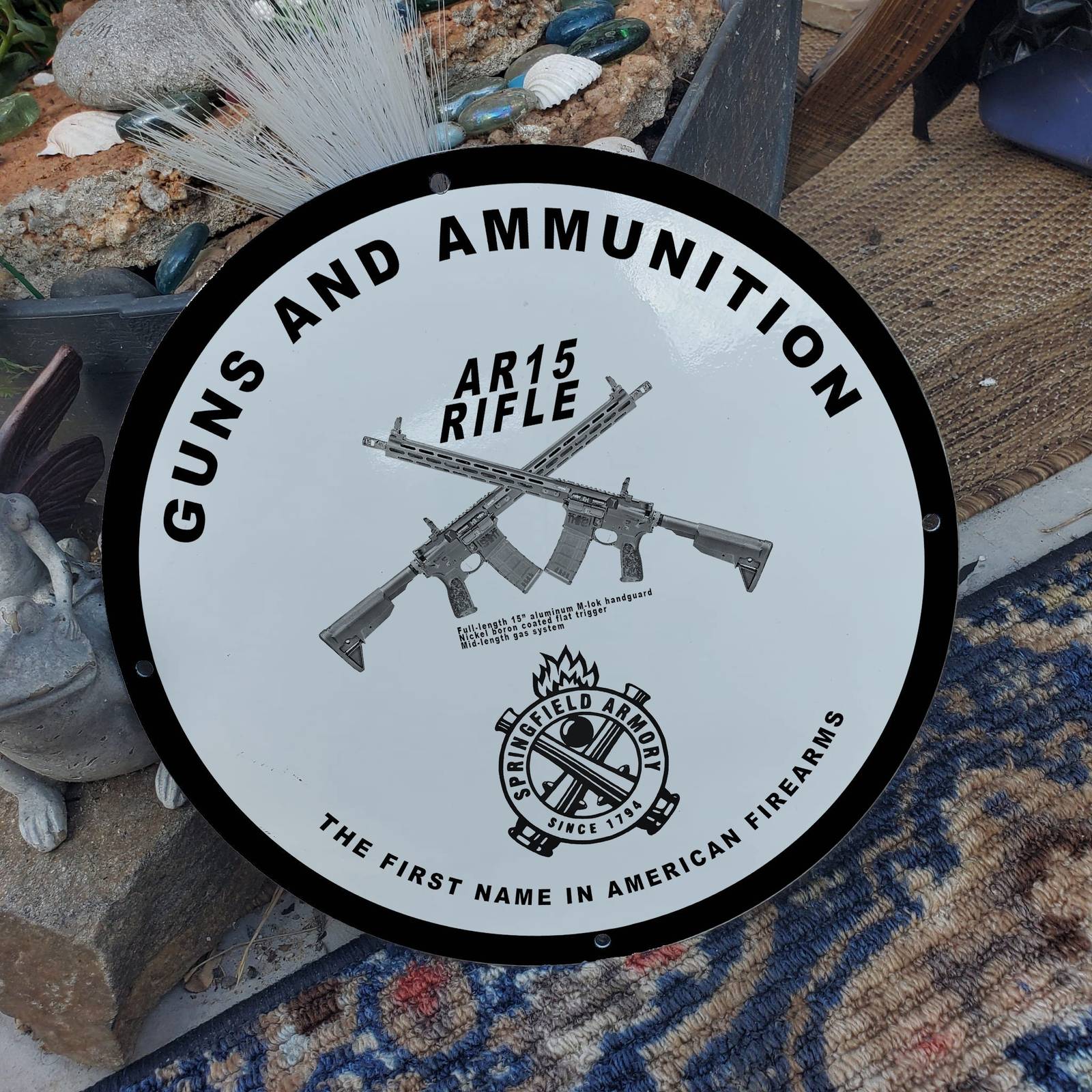 Primary image for Vintage Springfield Armory ''AR15 Rifle'' Firearms Porcelain Gas & Oil Sign