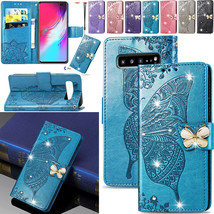 Bling Diamond Butterfly Flip Leather Wallet Case Cover For Samsung Galaxy Phones - $52.85