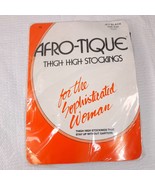 New Vintage Afro-Tique thigh high Stockings jet black one size nylon pan... - $8.20 CAD