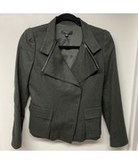 Ann Taylor Green Wool Blend Pleather Trim Double Breasted Jacket Size 2P... - $38.61