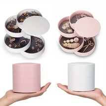 Jewellery Swivel Organiser Box 360 Storage Tray Spin Standing New Tiered Pink UK - £9.97 GBP+