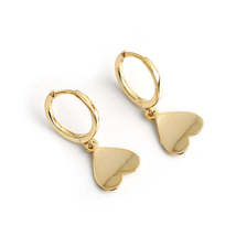 Anyco Earrings Gold Plated Minimalist Glossy Love Heart Tassel Stud For Women - £17.14 GBP