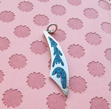 VINTAGE 925 STERLING SILVER MEXICAN PENDANT INLAY NATURAL TURQUOISE - $703.88 MXN