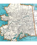 Alaska North America Map 1935 United States 14 x 11&quot; Canada Yukon LGAD99 - $68.37 CAD