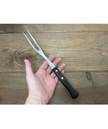 Vtg Ekco Flint Meat Fork 2 Tine Stainless Vanadium MCM Brown Wood Handle... - €14,57 EUR