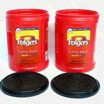 Folgers Coffee Cans Plastic Empty 380 Cup Lot  2 Large Red Storage Craft Garage - £3.96 GBP