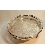 Leonard Silver Plate Etched Oval Tray 4 Claw Feet 14x10 - £35.55 GBP