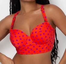 Smart &amp; Sexy 34DD Long Lined Underwire Bikini Top Bright Polka Dot Style... - $301.06 MXN