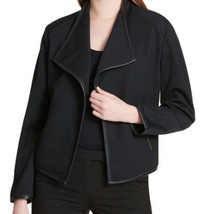 Calvin Klein Womens Textured Faux Leather Trim Jacket,Size Medium,Black - £86.45 GBP