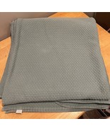 LL BEAN Vtg Matelasse Honeycomb Bedspread FULL Green Cotton Heavy Blanke... - €68,22 EUR