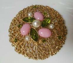 Vintage Large Sarah Coventry Gold Plated Brooch Book Piece - £67.02 GBP