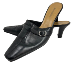 Naturalizer Hydrant 8.5 M Black Leather Pointed Mule Heel Shoes Slide Slip On - £40.30 GBP