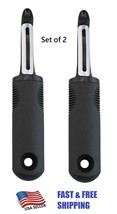 Set of 2 Deluxe Vegetable Peeler Stainless Steel Blade Rubber Ergonomic Handle - $10.84