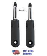 Set of 2 Deluxe Vegetable Peeler Stainless Steel Blade Rubber Ergonomic ... - $10.84