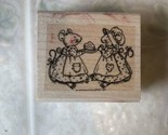 Mouse Rubber Stamp Mice Sharing Cake Stampin&#39; Up! Retired Valentines Day - $13.97