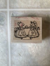 Mouse Rubber Stamp Mice Sharing Cake Stampin&#39; Up! Retired Valentines Day - £11.00 GBP
