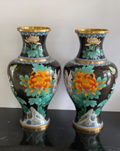 Vintage Fabulous Pair of 15.5&quot; Tall Cloisonne Vases - £584.05 GBP