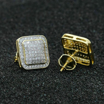 1.85Ct Round VVS1/D Diamond Cluster Stud Earrings 14K Rose Gold Finish - £127.44 GBP