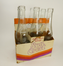 Siz (6) Vintage Sun Crest 10 ounce Soda Bottle Clear Glass with carton  ... - £18.90 GBP