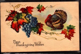 Best Thanksgiving Wishes -GLITTER Enhanced Greeting Postcard BK45 - £3.16 GBP