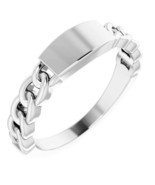 14k White Gold Engravable Chain Link Ring - £53.94 GBP+