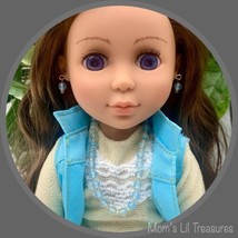 Light Blue Bead Doll Necklace Earring Set • 14 inch Fashion Doll Jewelry - £7.85 GBP
