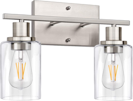 Bathroom Light Fixtures With Glass Shade Porch Wall Lamp Mirror Brushed Nickel - $61.42