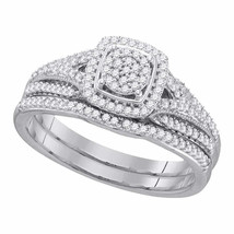 Authenticity Guarantee 
10kt White Gold Round Diamond Bridal Wedding Ring Ban... - £442.61 GBP