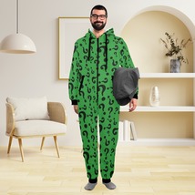Riddler Riddle Green Questions Flannel Hooded Onesie Pajamas For Adults - £47.18 GBP